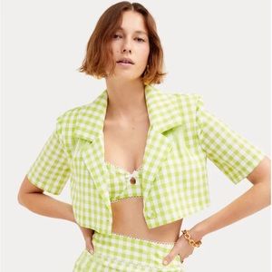 For Love & Lemons Maureen Plaid Blazer Top NWOT